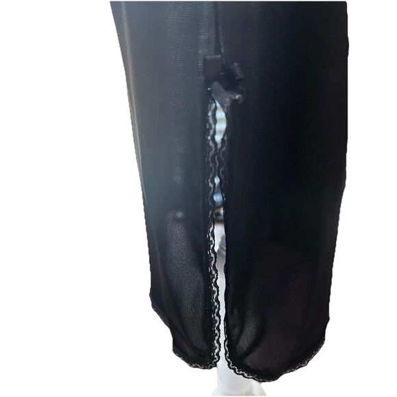 Vintage Wonder Maid Black Half Slip Skirt Lace Trim Side Slit M NWT Y2K Party - Picture 7 of 10